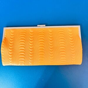 Hobo International Embossed Quilted Leather Marigold Yellow Clutch Wallet Purse